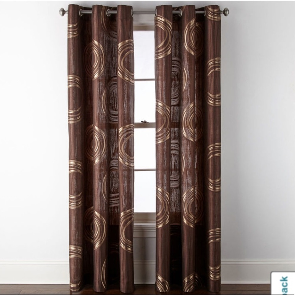 🛍Grommet Top Drapes - Brown/Copper - Set of 2